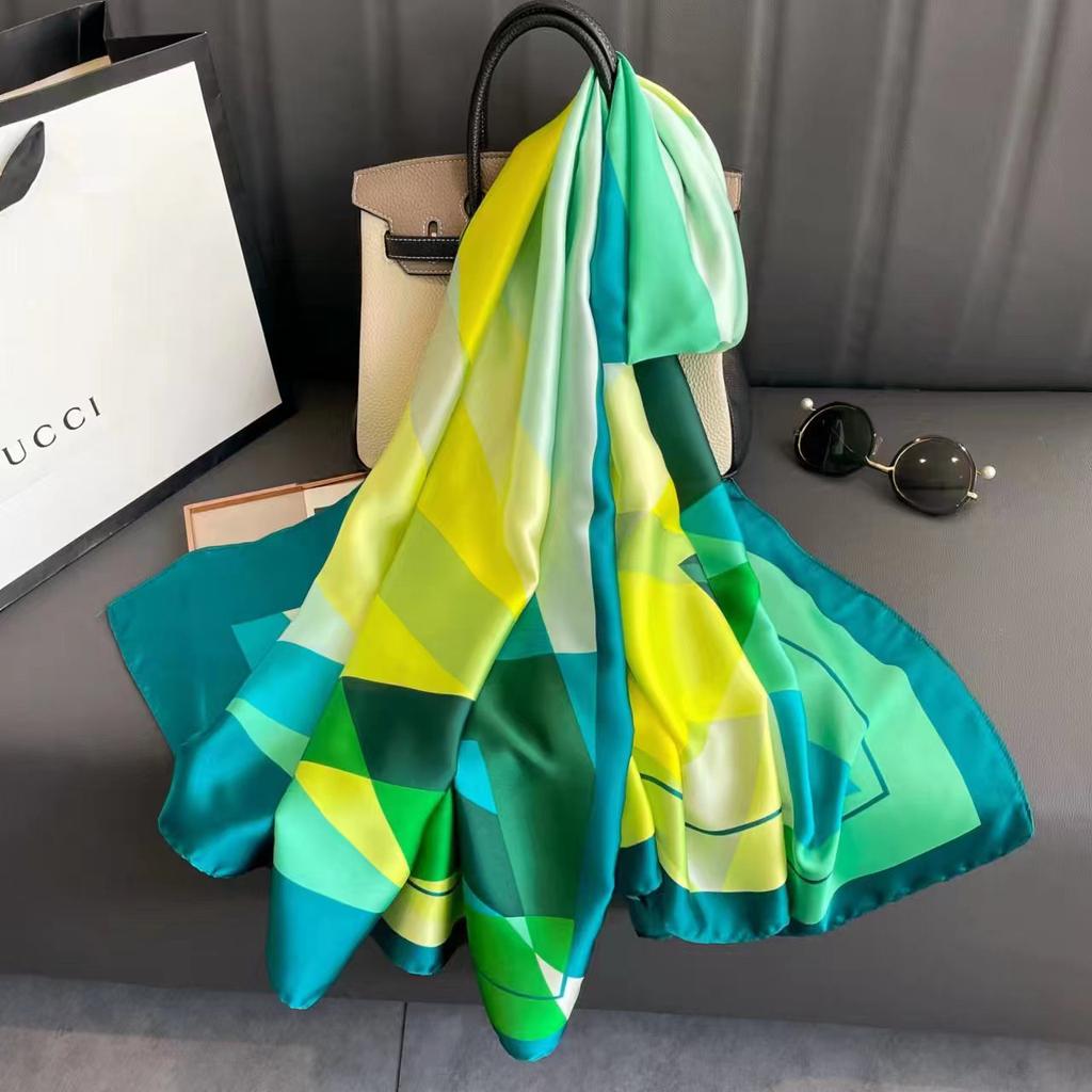 Silk scarf female spring and autumn fashion printing simulation silk temperament sarong thin section shawl scarf