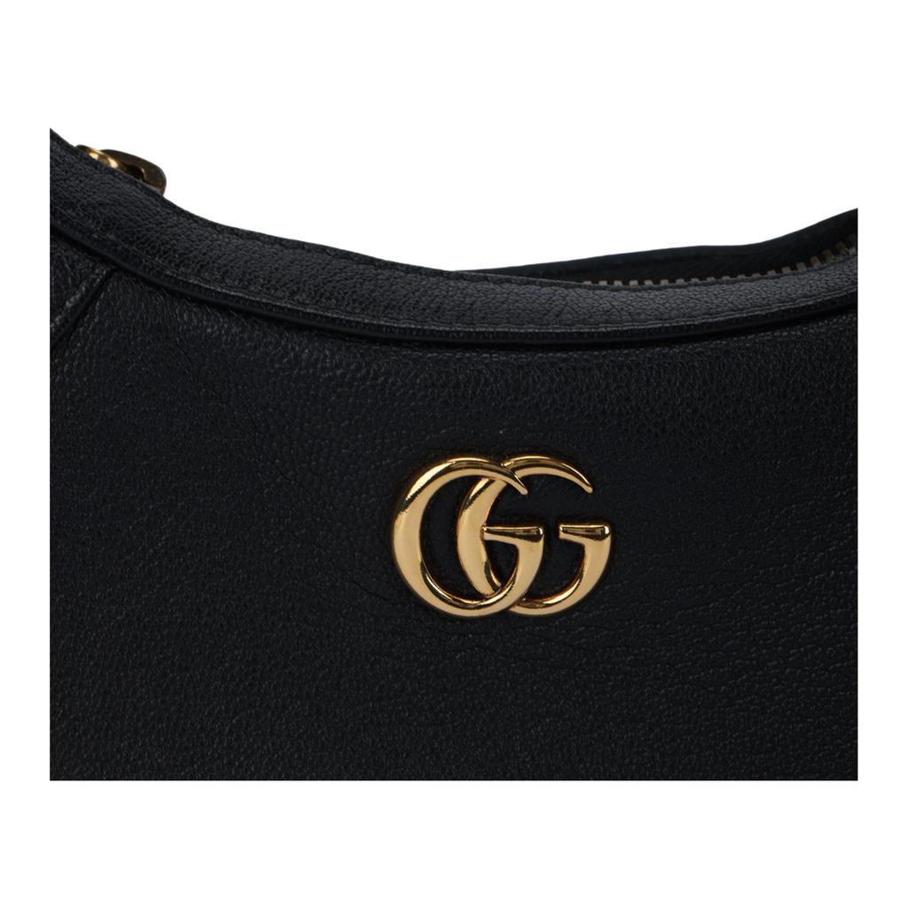 GUCCI Aphrodite Leather New Moon Shoulder Bag, Handbag, Shoulder Bag Small Womens Black