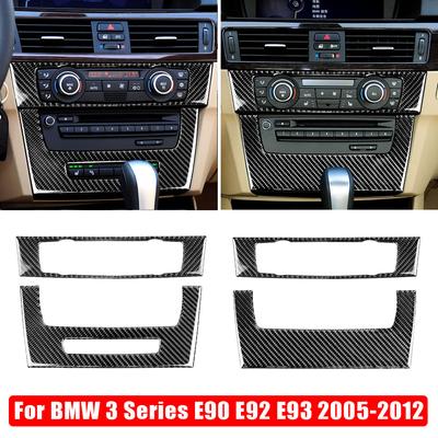 Real Carbon Fiber Auto Klimaanlage CD Panel Trim Für BMW 3 Serie E90 E92 E93 2005-2012 Aufkleber & Aufkleber Schützende Auto