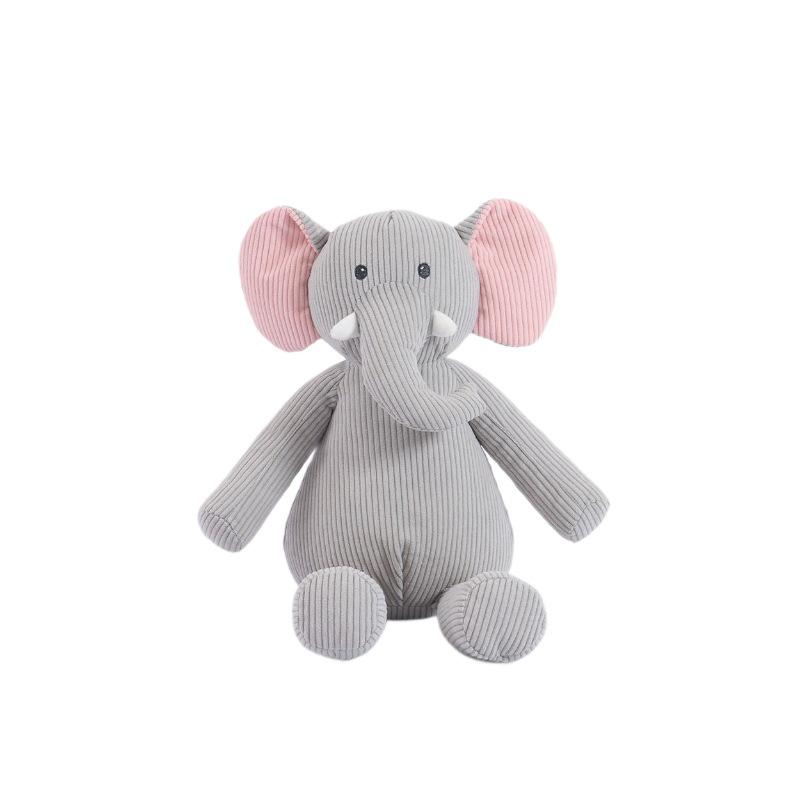 BobyBobo Gray Corduroy Elephant Soothing Plush Toy for Babies - Ideal Children's Birthday Gift
