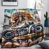 1Pc Indian Chiel Motor Print Flannel Blanket, High Quality Comfortable for All Seasons, Home Decor, Warmth and Comfort, Perfect for Christmas Gifts