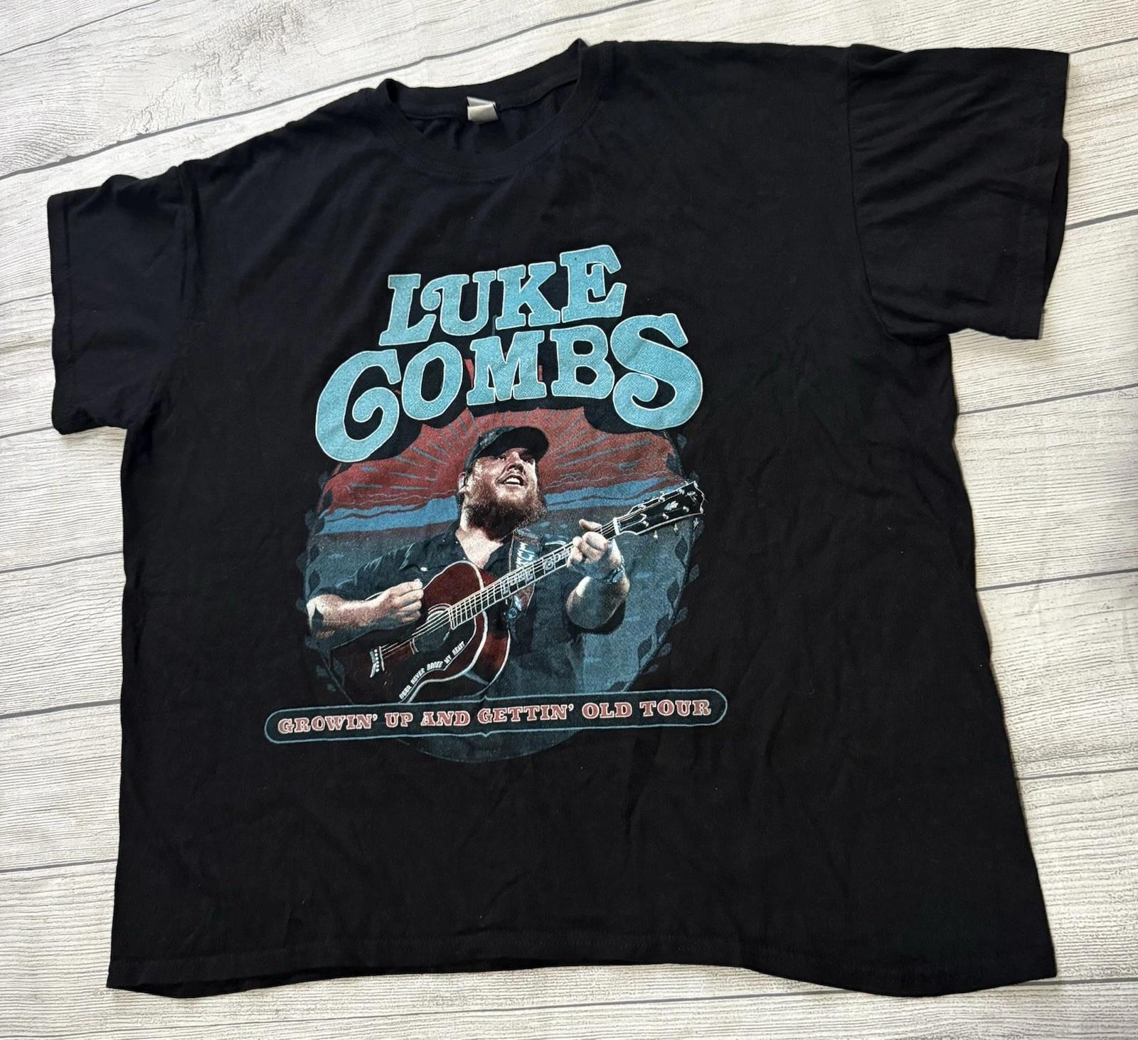 Luke Combs Tour Shirt Mens XL Growin Up Gettin Old 2024 Black Double Sided M