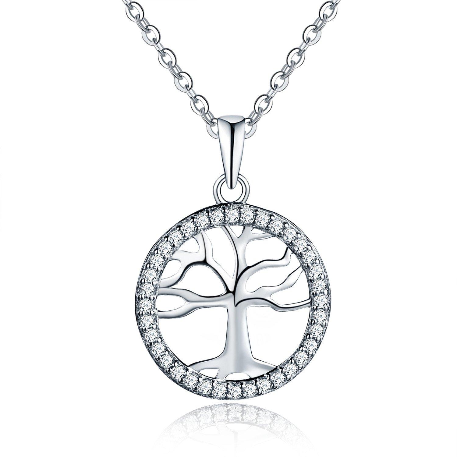 

Tree of Life Necklace Silver Allergy Simple Zirconia Sterling Silver 925 Popular Large Zircon Birthday Gift [YL] Women s срібний