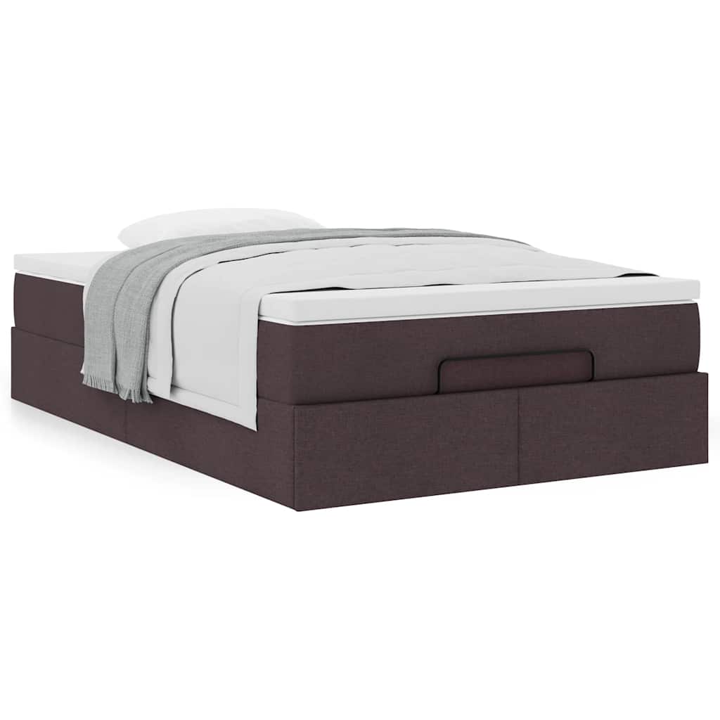 Ottoman Bed with Mattress Dark Brown 120x190 Cm Fabric