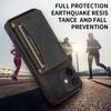 For iPhone 12 Mini 5.4 Inch Case Magnetic Button Tri-fold Wallet Kickstand PU Leather Coated TPU Cover