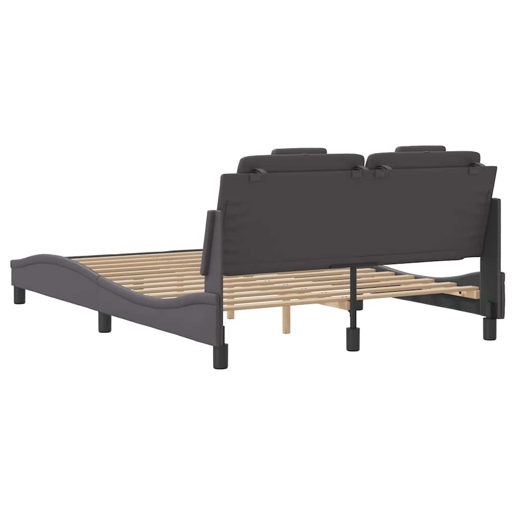 Viana Bed Frame without Mattress Gray 140x200 cm Faux Leather
