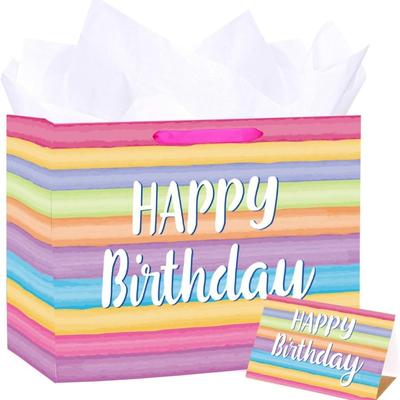 Colorful Birthday Gift Bag Reusable Gift Boxes Party Decoration Boxes for Birthday, Baby Shower