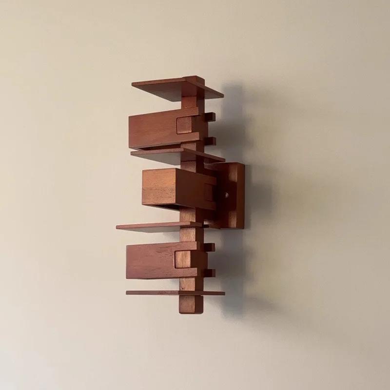 Ancient Style Creative Wall Lamp Retro Style Solid Wood Lamp Bedroom Lamp Background Wall Decoration