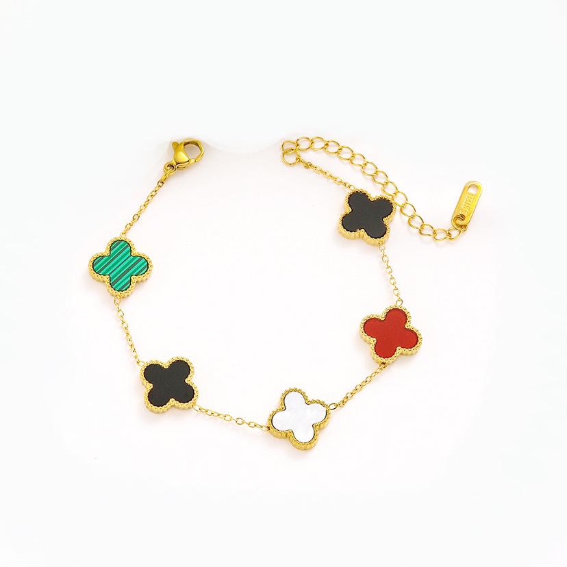 13mm Non-Fading Stainless Steel Four-Leaf Clover Bracelet for Women - Fresh Style
