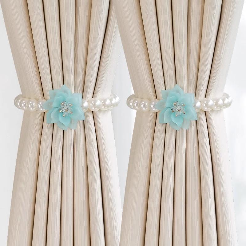2pcs Curtain Straps a Pair of Cream Style Tied Tied Rope White Yarn Tied Belt Pearl Accessories Embellishment