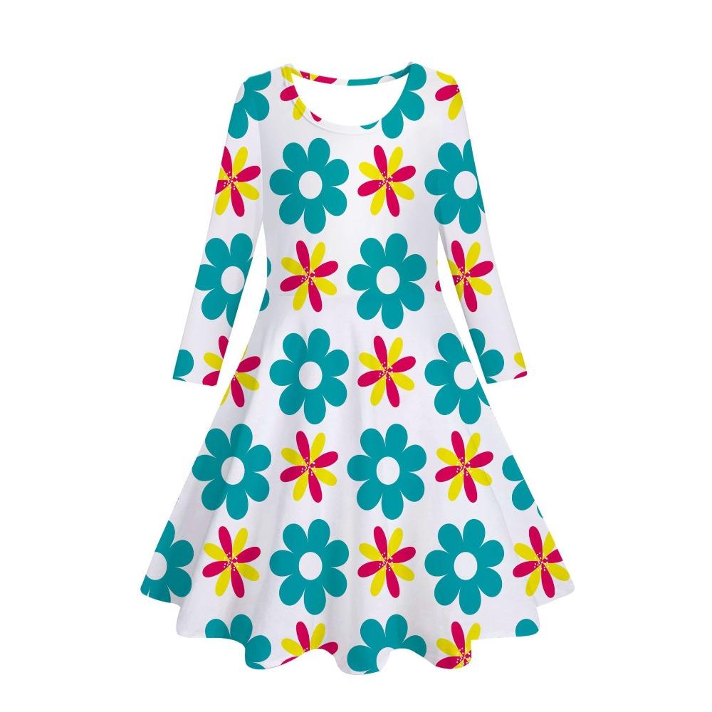 Girls' 3D Boho Floral Dress Long Sleeve Summer Spring Vacation Daily Holiday Princess Beautiful Sweet Kids 4-12 Years Casual Dress A Line Dress