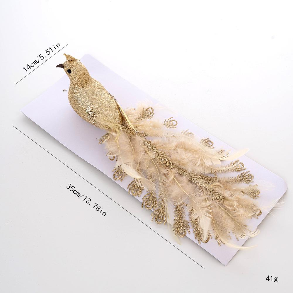 Shimmering Christmas Peacock Decoration Realistic Feathers DIY Crafts Peacock Doll Toy Cartoon Foam Simulated Peacock