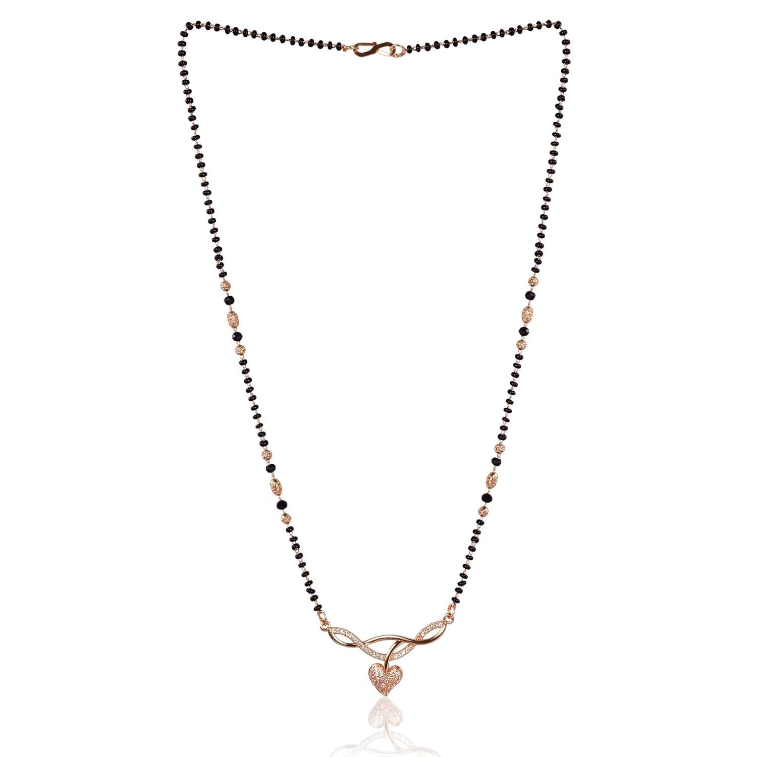 

American Diamond Rose Gold Plated Designer Mangalsutra Pendant for Girls and Women (With Chain) Onesize