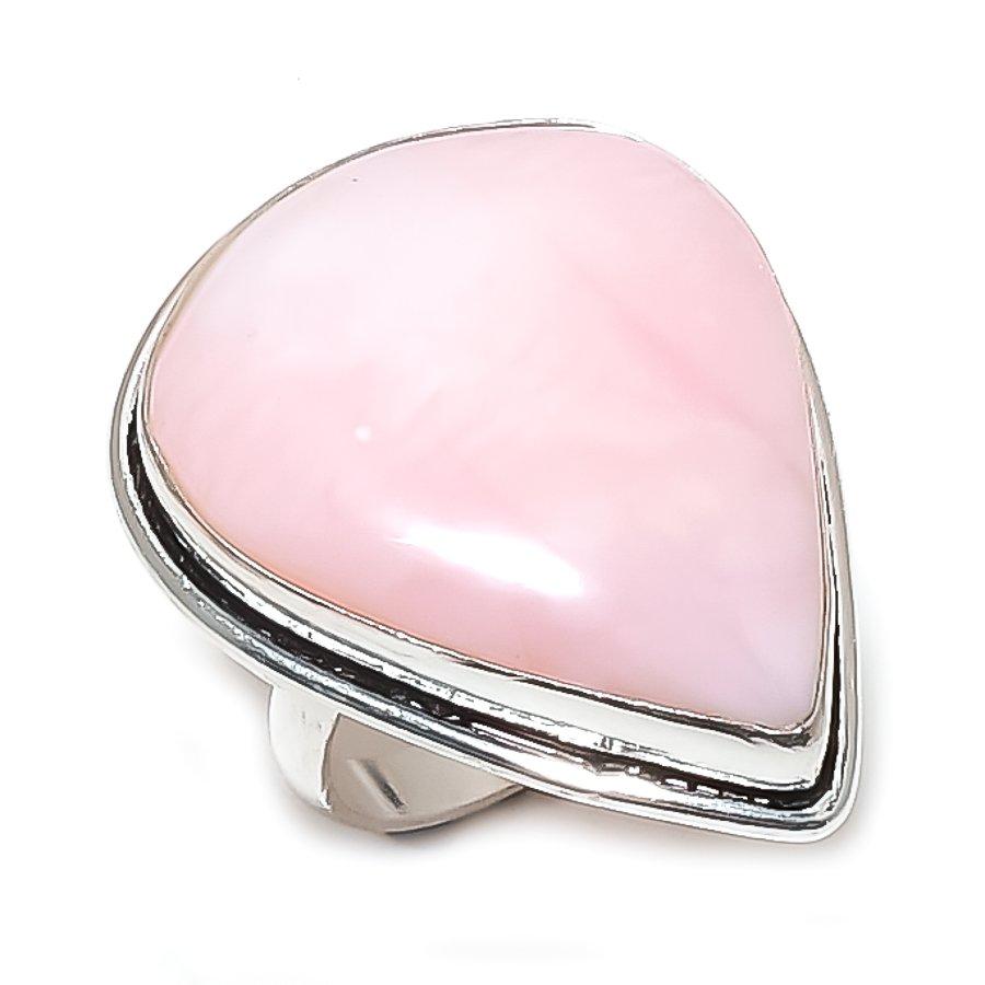Pink Opal Gemstone Handmade 925 Sterling Silver Jewelry Ring Size 7 E0C30