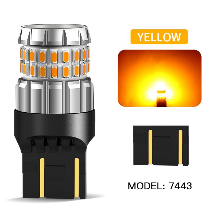 2×7443 7440 LED Turn Signal Light T20 W21W Lamp for Mitsubishi Outlander Sport/RVR/i-MiEV, Yellow Indicator Blub Canbus No Error