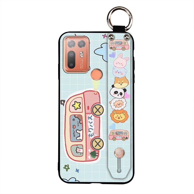 Silicone Anti-dust Phone Case For HTC Desire 20 Plus/D20+ Cute Protective Wrist Strap Ring Back Cover Shockproof Lanyard