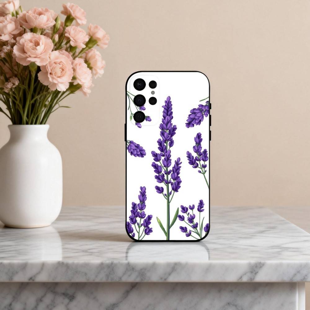 P-Purple L-lavender Phone Case For Samsung S25,24,23,22,30,21,10,9,Ultra,Plus,Lite,FE,4,5 G Soft Black Case