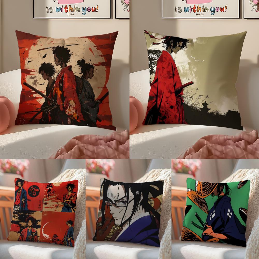Anime SSamurai CChamploo Cushion Cover Pillowcase Short Plush Invisible zipper Room Sofa Cushion Cover