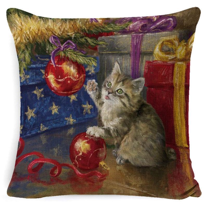Printed Linen Pillow Cover Decoration Home Cartoon Animal Sofa Cushion Cover Cartoon Animal Print