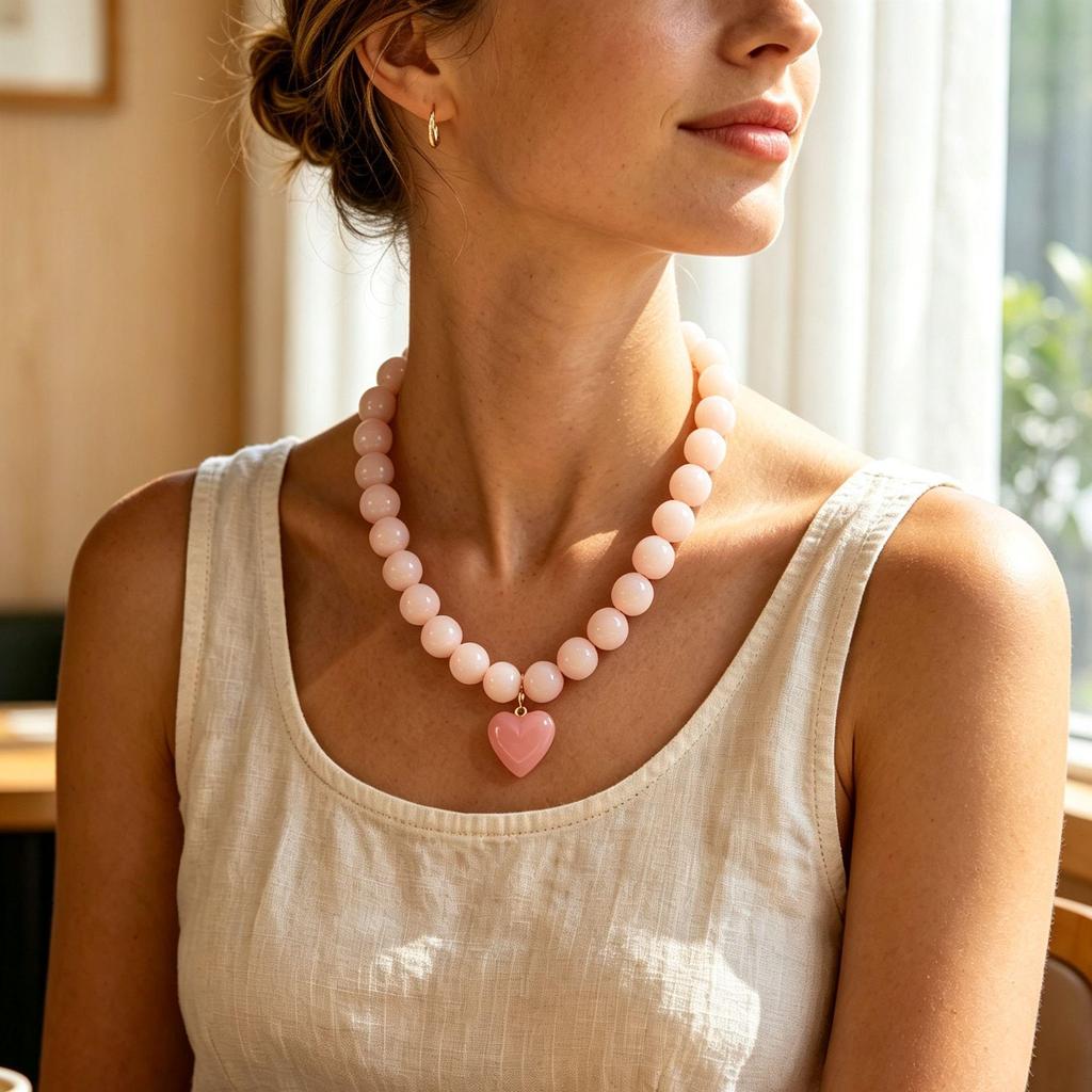 Bohemian Geometric Beaded Necklace with Detachable Heart Pendant for Women