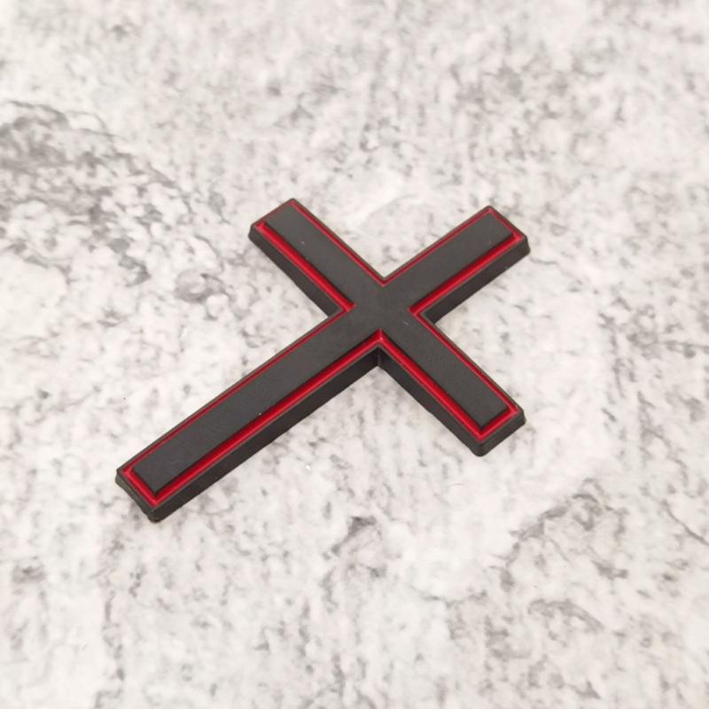 Raised Crosses Car Emblem Metal Decoration Weather Resistant Adhesive Sticker Decal for Vehicles Tailgate