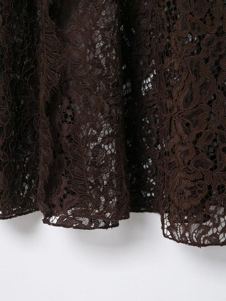 European & American Women's Retro High-Waisted Lace Satin Skirt - 2025 Autumn/Winter Collection