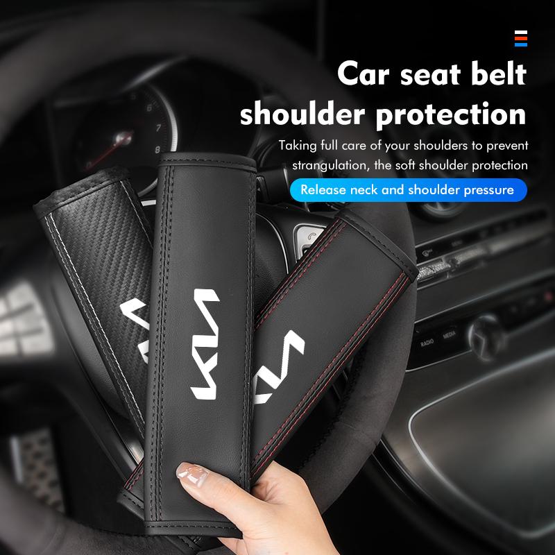 ADX3 Leather Car Seat Belt Shoulder Protector Seat Belt Cover For KIA Spectra Sedona Cadenza Proceed Sephia Stonic Carens