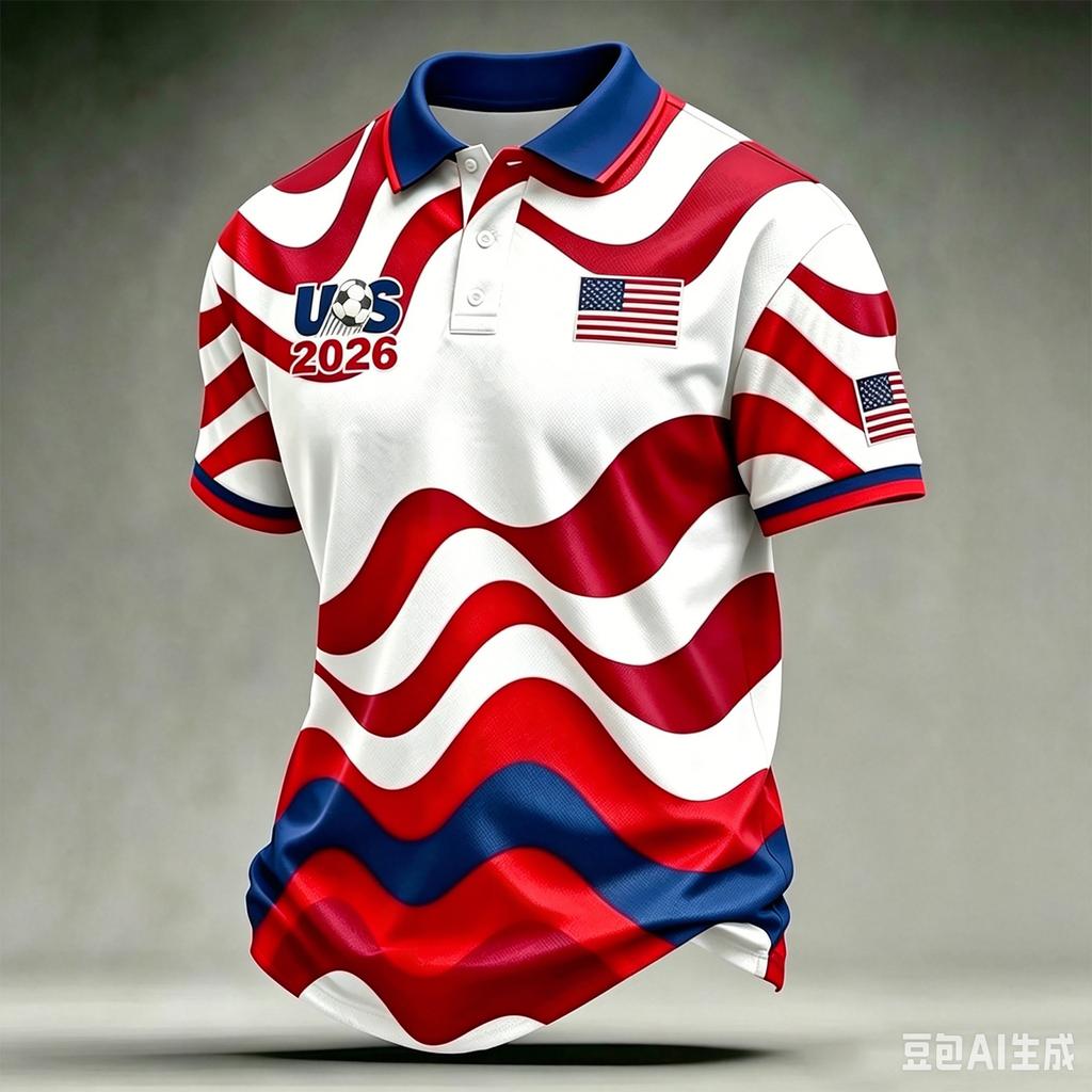 Men’s Casual Polo Shirt with Football Inspired Print and 2026 USA Flag Design Short Sleeve Comfortable Fit