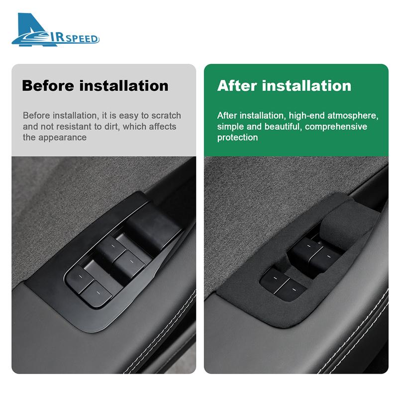 Italian Top Suede 4pcs Window Lifter Switch Control Panel Sticker for Tesla Model 3 Highland 2024-Up LHD Decor Car Accessories