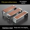 Stainless Steel Wood-Plastic Outdoor Courtyard Bench Without Backrest