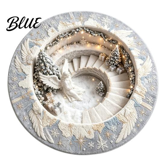 Washable Round Area Rug 3D Optical Illusion Christmas Rug, Cute Santa Claus Crystal Velvet Floor Mat, Non Slip Decor Vivid Printed Circular Carpet for