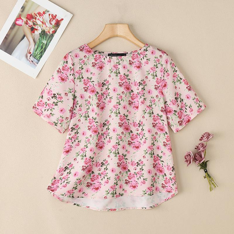 

ZANZEA Women Casual Round Neck Half Sleeve Floral Print Blouses L жёлтый