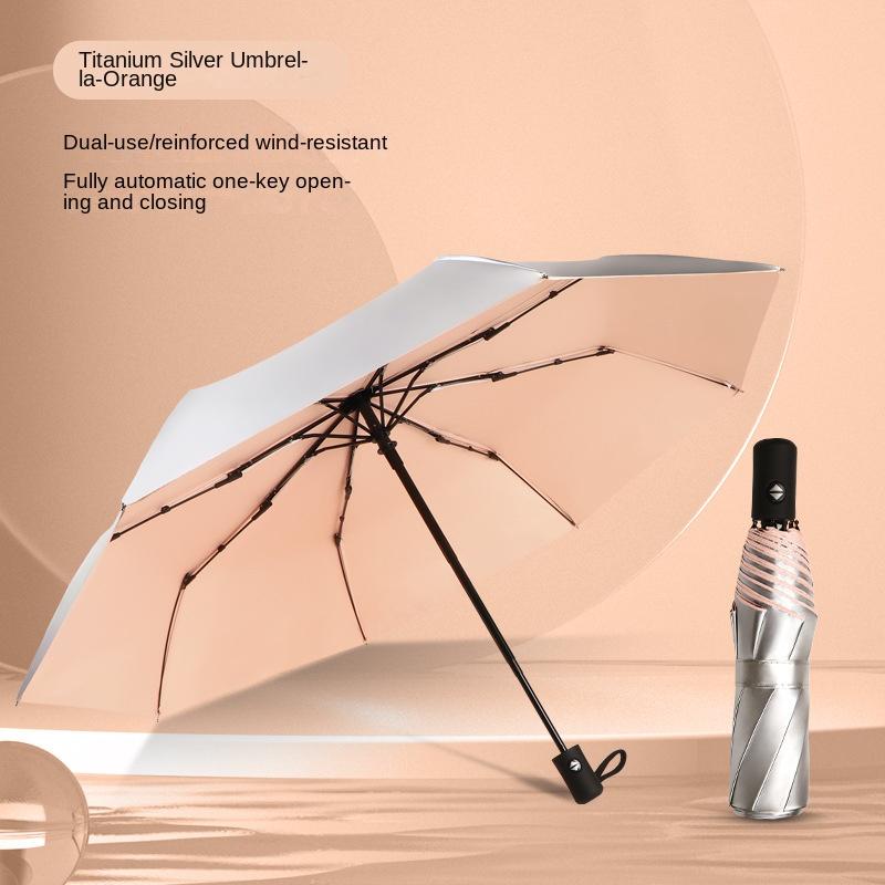 

Fully Automatic Titanium Silver Umbrella Sun Umbrella Sun Protection Umbrella for Women Rain or Shine