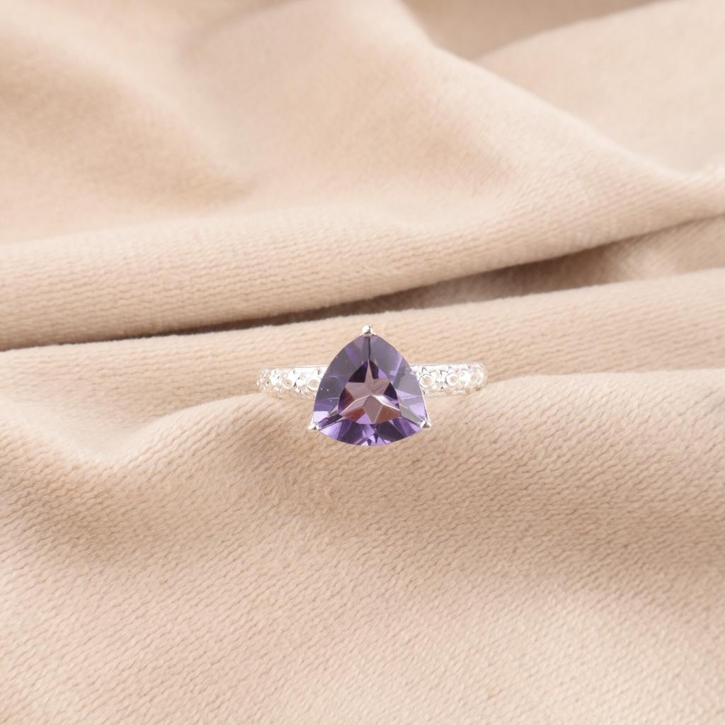 Iolite Gemstone 925 Solid Silver Jewelry Handmade Prong Set Trunnion Cut Ring CZR-10-12