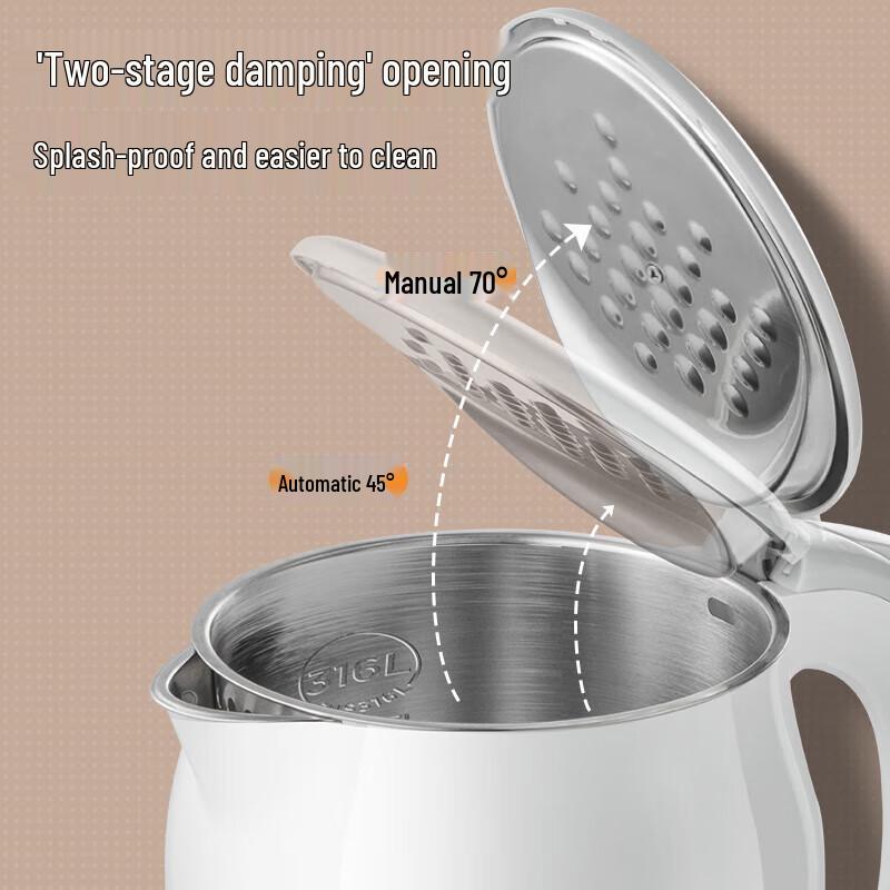 Midea 1.7L 316L Stainless Steel Double-Layer Anti-Scald Electric Kettle CN plug (adapter included)