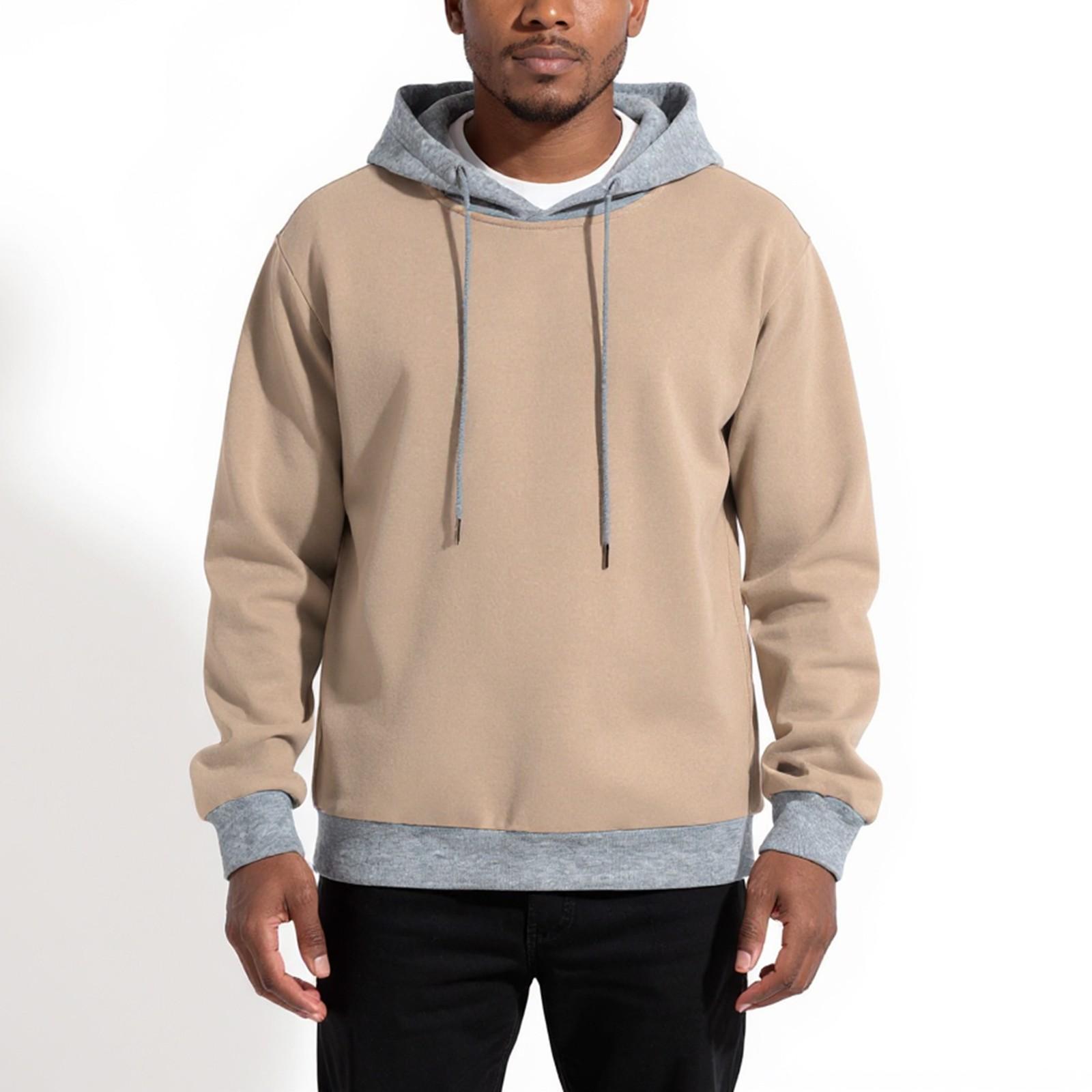 

Men s Hooded Sweatshirt, Contrasting Color Sweatshirt, Sports Casual Jacket L хакі