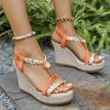 Fashion Women Shandals Fashion T-Strap Platform causal Sandals Women Wedge Shoes Woman Summer Daily Open Toe High Heels Sandalias Female
