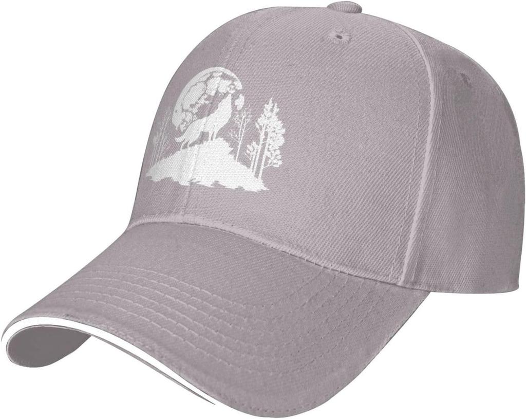 Wolf Howling Moon Landscape Baseball Cap Adjustable Polyester Casual Four Seasons Unisex Headwear