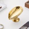 Suport Elegant pentru Săpun din Ceramică cu Frunze Aurii și Argintii, Design Oval cu Scurgere Automată pentru Organizarea Băii, Suport de Depozitare în Formă de Frunză cu Suprafață Texturată
