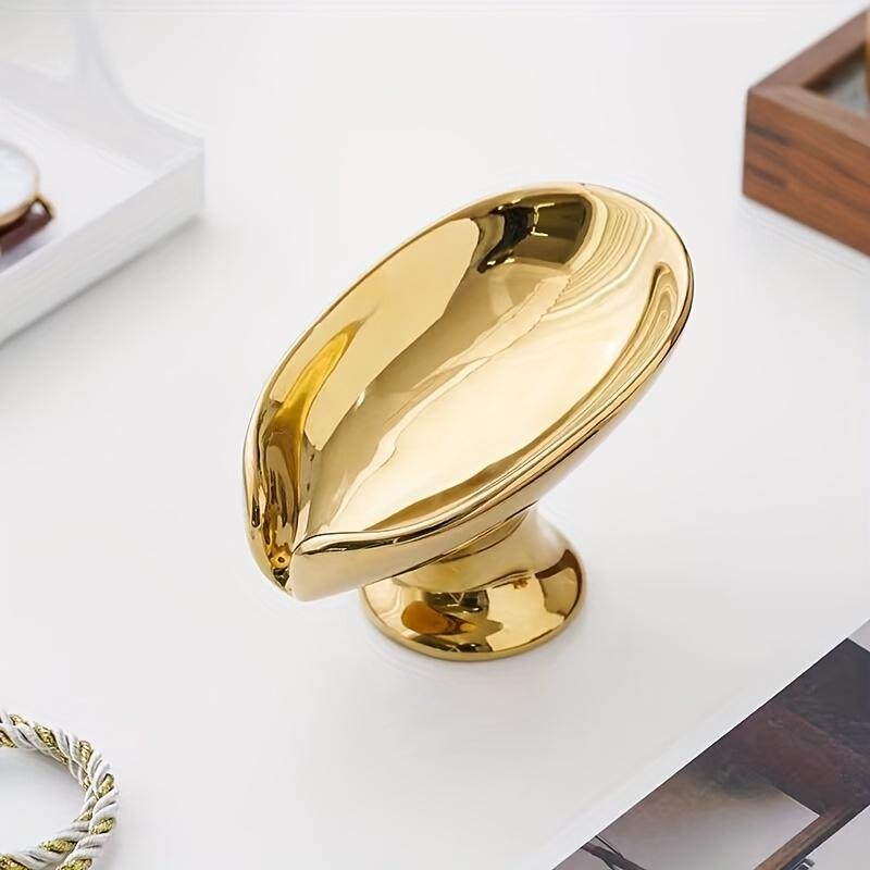 Suport Elegant pentru Săpun din Ceramică cu Frunze Aurii și Argintii, Design Oval cu Scurgere Automată pentru Organizarea Băii, Suport de Depozitare în Formă de Frunză cu Suprafață Texturată