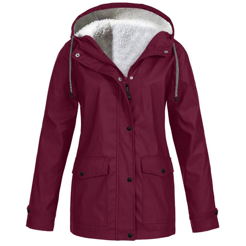 2026 Winter New Slim-fit Hardshell Jacket with Fleece Thickened Warm Women's Windproof Solid Color Coat