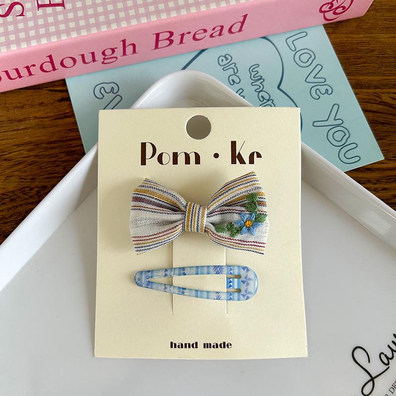 

Korean-Style Plaid Flower Hair Clip Hairpin синий