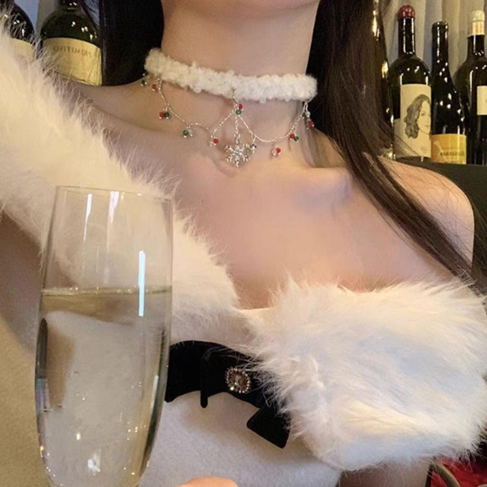 Santa Claus Christmas Plush Choker Christmas Tree Xmas Clavicle Chain  Girls