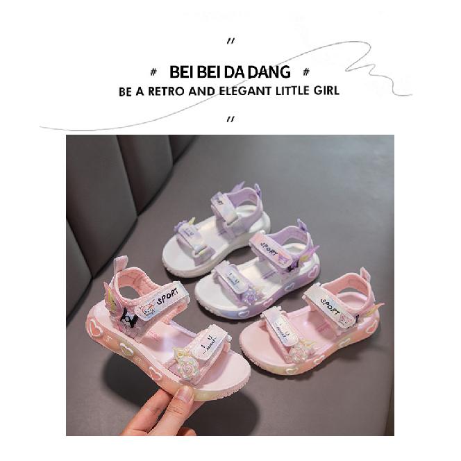 New children's sandals for girls, summer beach shoes, new trendy princess shoes for girls, non-slip soft-soled baby shoes
