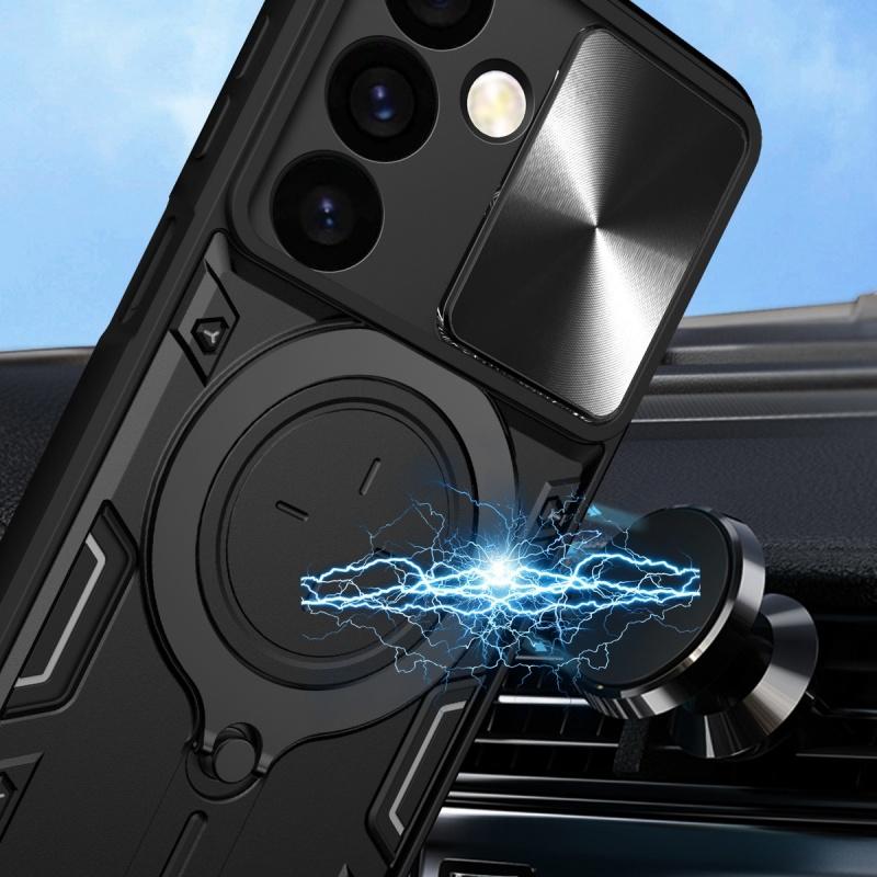 Luxury Shockproof Case For Samsung Galaxy S25 S24 Note 20 Plus Ultra Slide Lens Protector Multi Function Hard Armor Case Funda