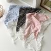 Spring Summer Floral Head Scarf with Decorative Lace Edge for Women Daily Wear Breathable Versatile Fashion Accessory