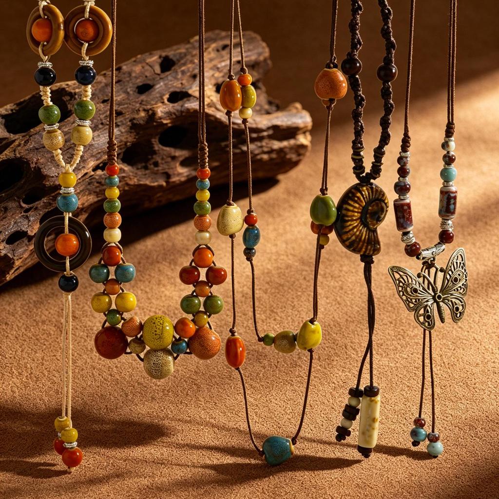Bohemian Tassel Flower Pendant Necklace - Ethnic Butterfly Vacation Collarbone Jewelry