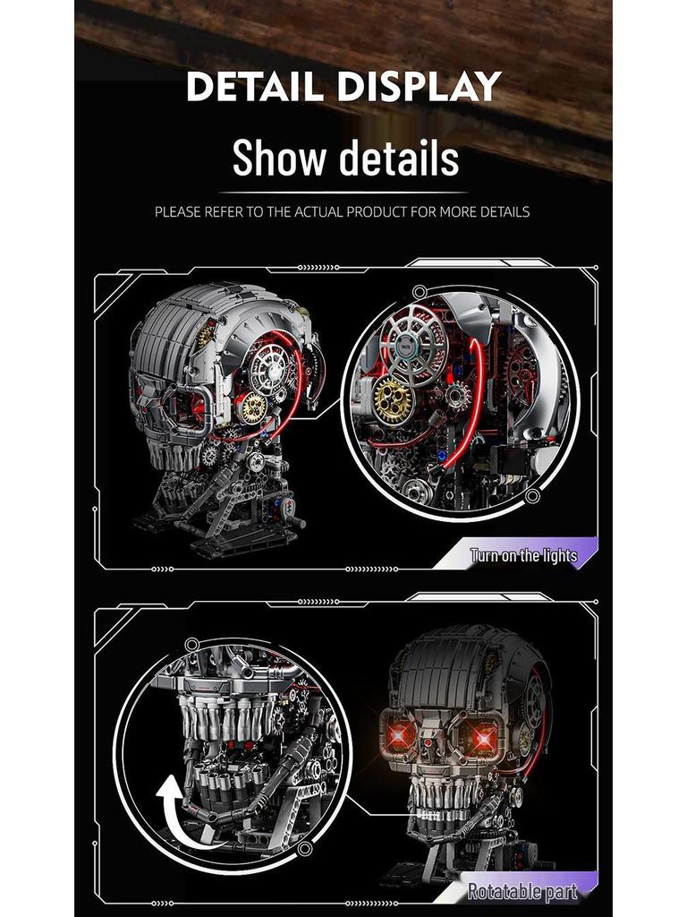 American 13089 Mechanical Skull Model, Compatible with Lego Bricks, Assembly Building Block Toy