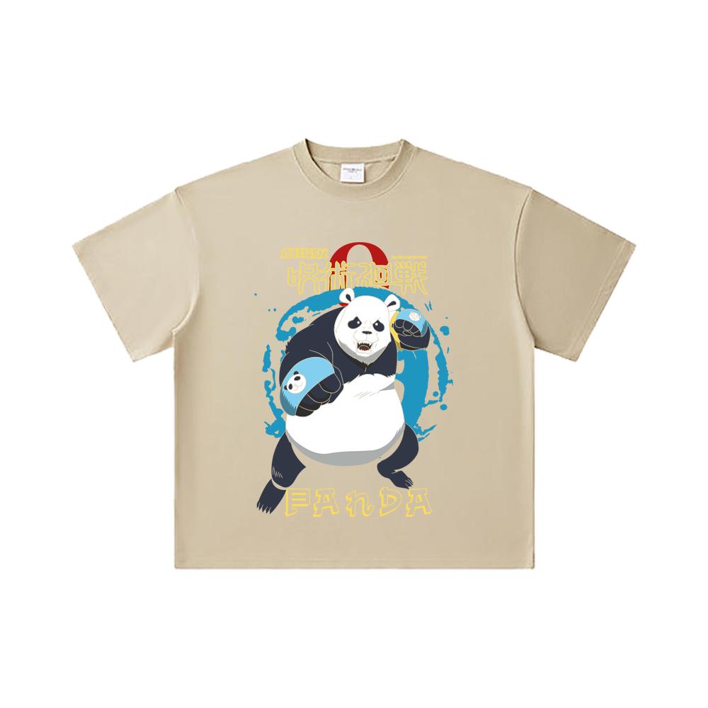 260 GSM Double Yarn 32 Count 100% Cotton Jujutsu Kaisen V62 Panda Print Unisex Heavy Cotton T Shirt