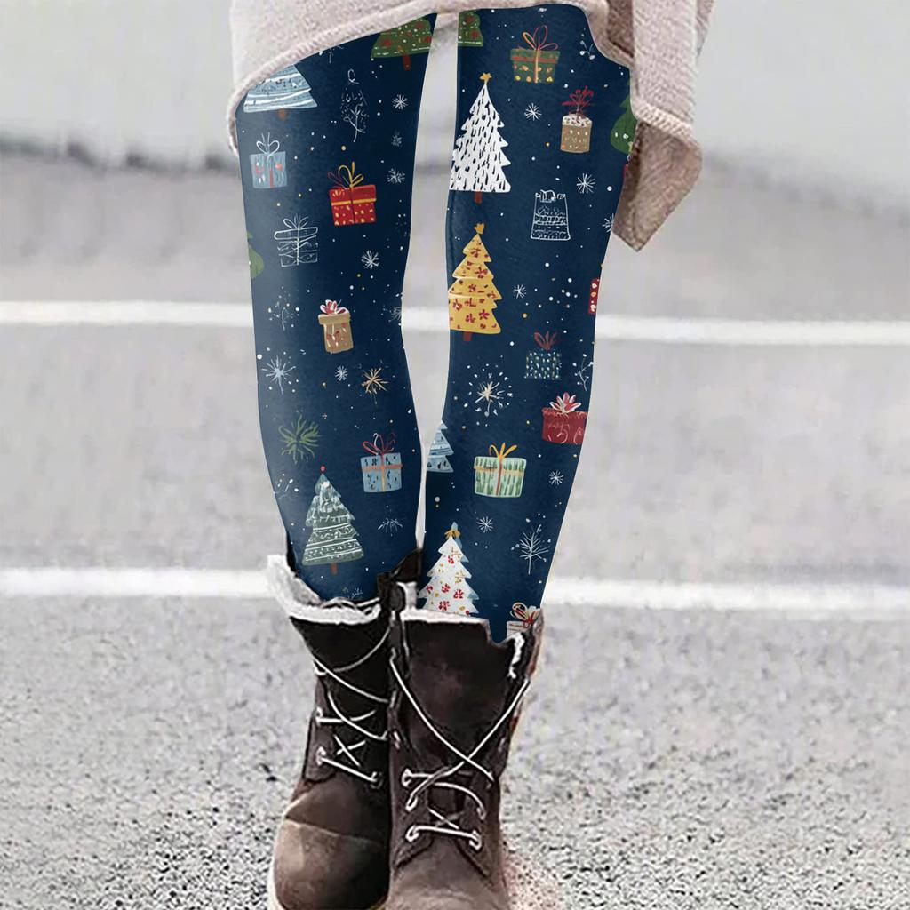 Women's Christmas Print Slim Fit Elastic Yoga Casual Pants